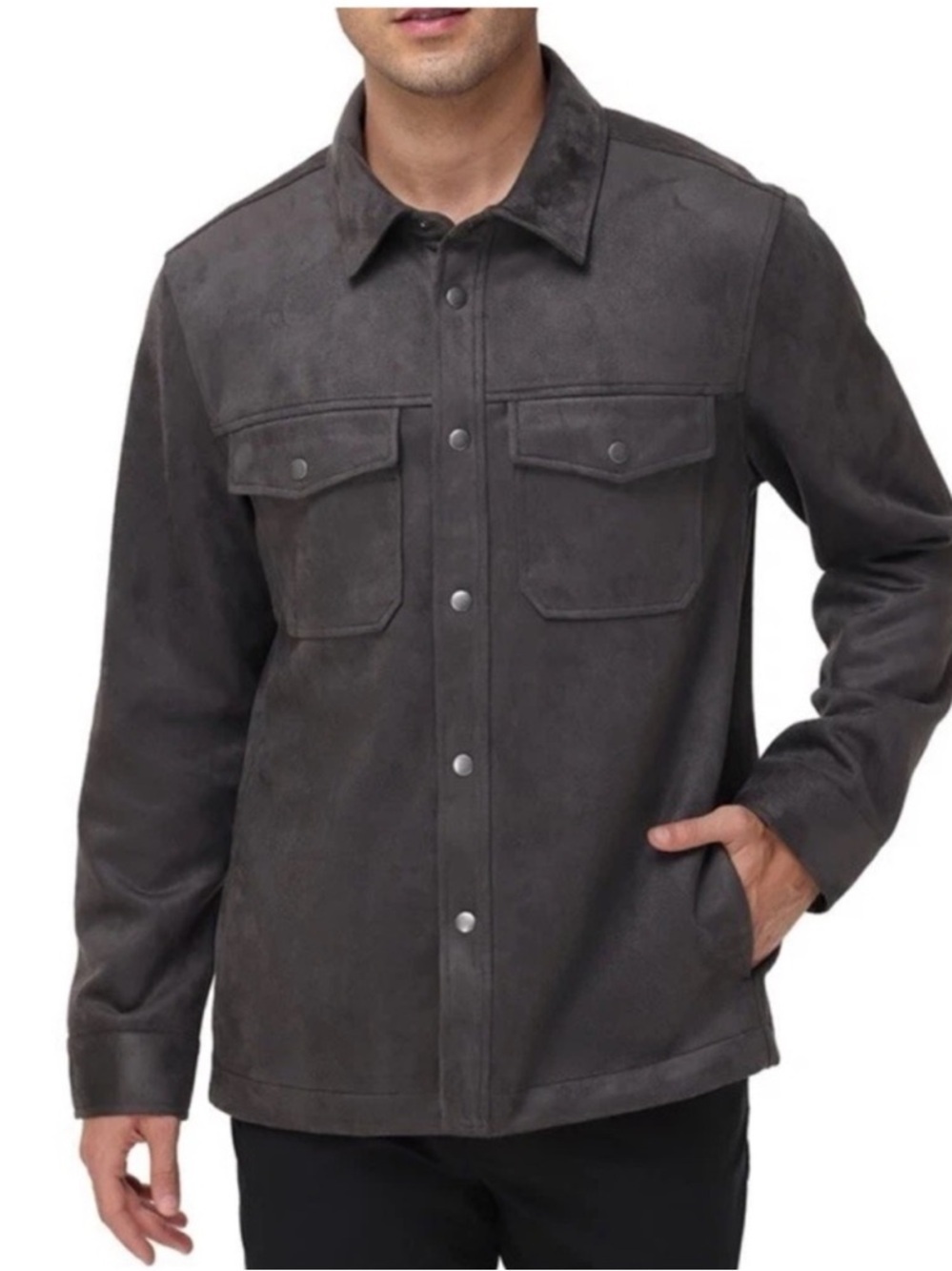 Frye Men's Faux-Suede Shirt Jacket, designed as a versatile shacket
